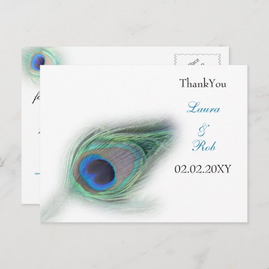 Pfau DankeYouCards Postkarte (Vorne/Hinten)