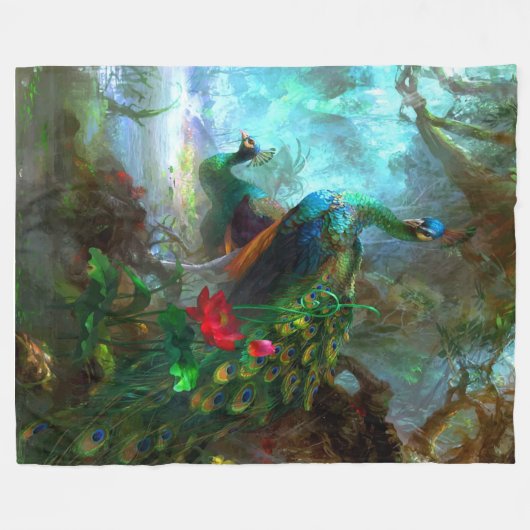 Pfau-Decke Fleecedecke (Vorderseite (Horizontal))