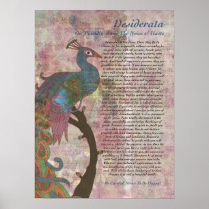 Pfau, der auf Desiderata zeigt Poster