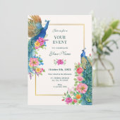 Pfau der künstlerischen Blume Einladung (Stehend Vorderseite)