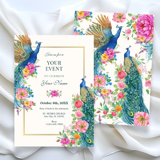 Pfau der künstlerischen Blume Einladung