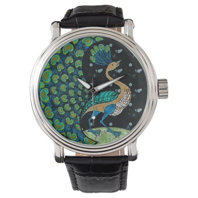 Pfau der Nacht Armbanduhr (Vorderseite)