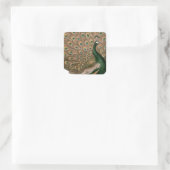 Pfau der Vintagen Kunst (Pfau) Quadratischer Aufkleber (Tasche)
