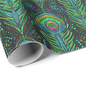 Pfau des klaren Grüns versieht Geschenkverpackung Geschenkpapier (Rolleneckpunkt)