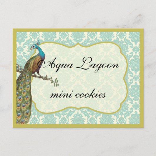 Pfau Dessert- oder Candy-Buffet-Tischschild Postkarte (Vorderseite)