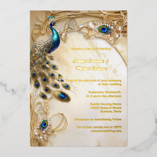 Pfau echte Folie Vintage-Federn Jugendstil Folieneinladung