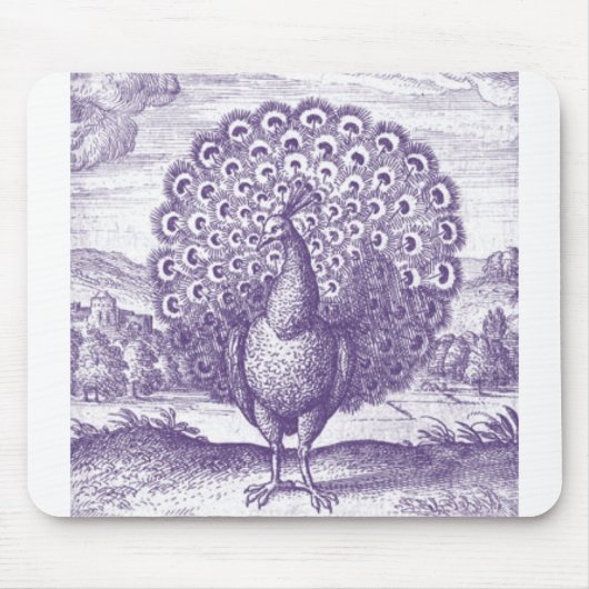 Pfau, eine Vintage Gravur Mousepad (Vorne)