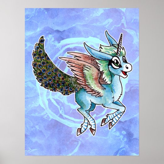 Pfau Einhorn Plakat Poster Zazzle De