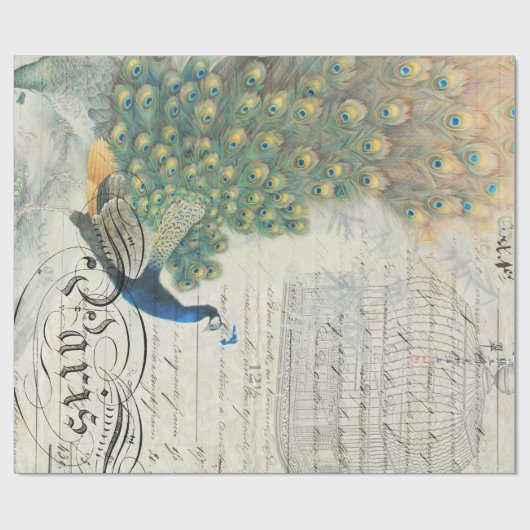Pfau-Eintagsfliegen Decoupage Papier Geschenkpapier (Flach)