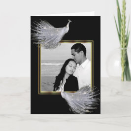 Pfau-Eleganz im Schwarzen, Gold, Weiß dankt Ihnen Dankeskarte