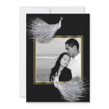 Pfau-Eleganz-Schwarzes, Goldhochzeits-Einladung