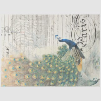 Pfau-Ephemera-Dekoupage Seidenpapier