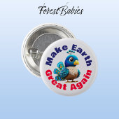 Pfau, Erde wieder groß machen, Süße Tier Button