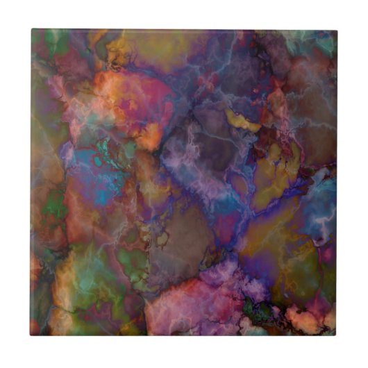 Pfau-Erzchalcopyrite-Marmor Fliese (Vorderseite)