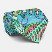 PFAU-FANTASIE-BLAU KRAWATTE (Gerollt)