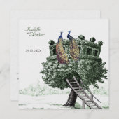 Pfau-Fantasie - Hochzeit Einladung (Vorne/Hinten)