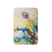 Pfau farbenfrohes Design Badematte (Vorderseite Vertikal)