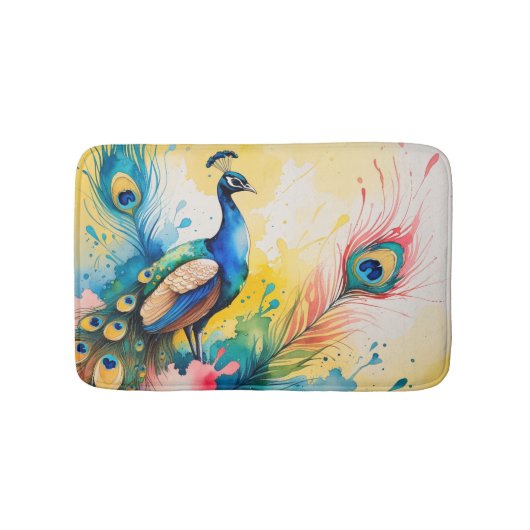 Pfau farbenfrohes Design Badematte (Vorderseite)