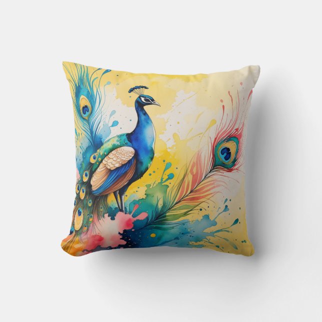 Pfau farbenfrohes Design  Kissen (Vorderseite)