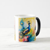 Pfau farbenfrohes Design Verwandlungstasse (VorderseiteRechts)
