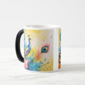 Pfau farbenfrohes Design Verwandlungstasse (Vorderseite Links)