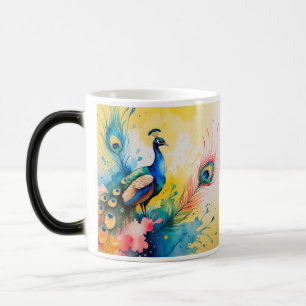Pfau farbenfrohes Design Verwandlungstasse