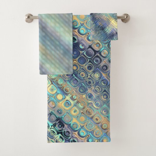 Pfau-Farbmannigfaltiges Muster-Ensemble Badhandtuch Set (Insitu)