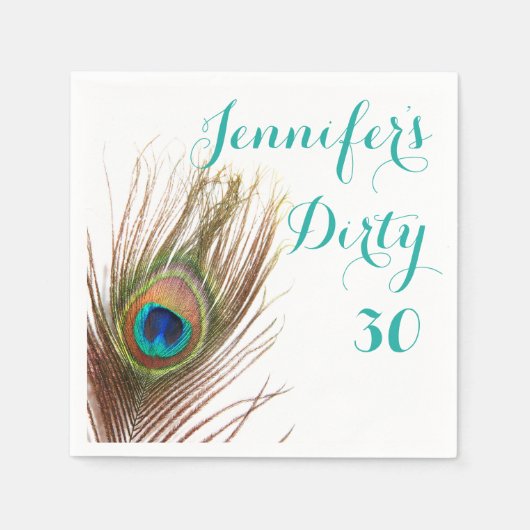 Pfau Feather 30. Geburtstag Serviette (Vorderseite)
