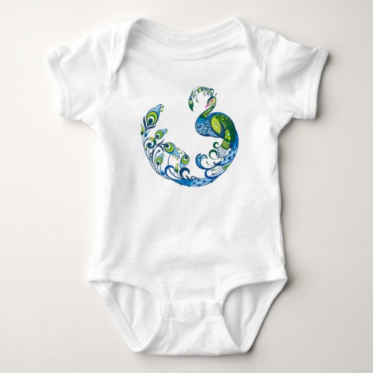 Pfau Feather Baby Strampler (Vorderseite)