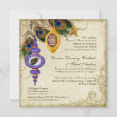 Pfau & Feather Festliches Weihnachtsfest Party Ein Einladung (Rückseite)