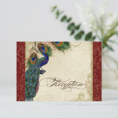 Pfau & Feather Formal Empfang Einladung Burgund (Stehend Vorderseite)