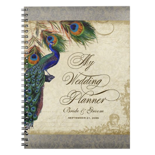 Pfau & Feather Formal Wedding Planner Journal Notizblock (Vorderseite)