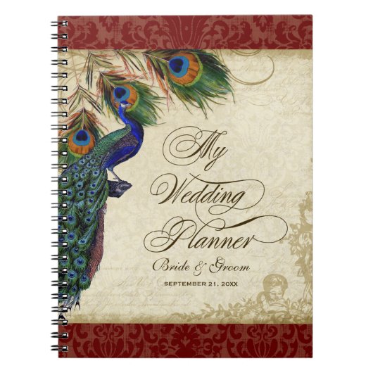 Pfau & Feather Formal Wedding Planner Journal Notizblock (Vorderseite)