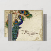 Pfau & Feather Formaler Empfang laden Silber ein Einladung (Vorne/Hinten)