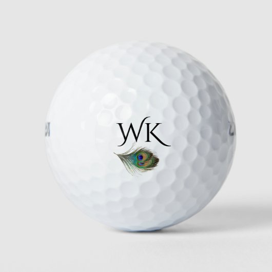 Pfau-Feather-Monogramm Golfball (Vorderseite)