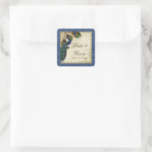 Pfau & Feathers Formal Gastgeschenk Hochzeit Siege Quadratischer Aufkleber (Tasche)