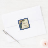 Pfau & Feathers Formal Gastgeschenk Hochzeit Siege Quadratischer Aufkleber (Umschlag)