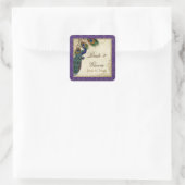 Pfau & Feathers Formal Gastgeschenk Hochzeit Siege Quadratischer Aufkleber (Tasche)