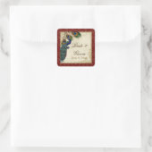 Pfau & Feathers Formal Gastgeschenk Hochzeit Siege Quadratischer Aufkleber (Tasche)