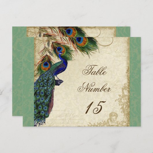 Pfau & Feathers Formal Hochzeit Tischnummern (Vorne/Hinten)