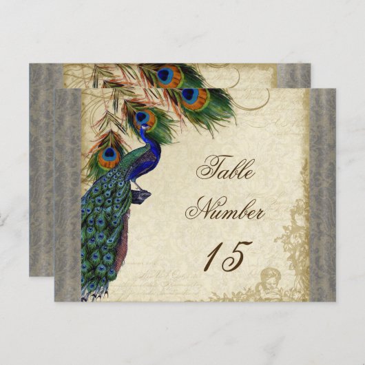 Pfau & Feathers Formal Hochzeit Tischnummern (Vorne/Hinten)