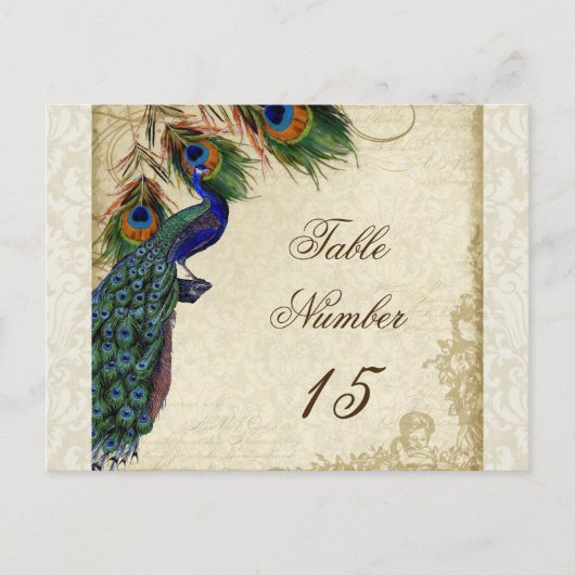 Pfau & Feathers Formal Hochzeit Tischnummern (Vorderseite)