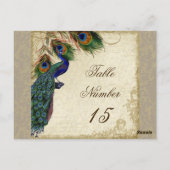Pfau & Feathers Formal Hochzeit Tischnummern (Rückseite)