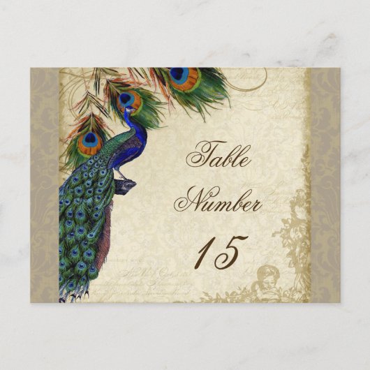 Pfau & Feathers Formal Hochzeit Tischnummern (Vorderseite)