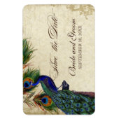 Pfau & Feathers Formal Save the Date Black Tan Magnet (Vertikal)