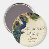 Pfau & Feathers Formal Save the Date Black Tan Magnet (Vorderseite/Rückseite)