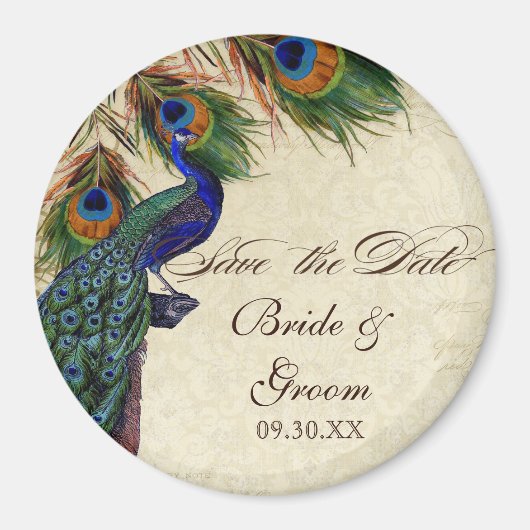 Pfau & Feathers Formal Save the Date Black Tan Magnet (Vorne)