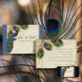 Pfau & Feathers Formal Save the Date Navy Blue Einladung