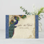 Pfau & Feathers Formal Save the Date Navy Blue Einladung (Stehend Vorderseite)