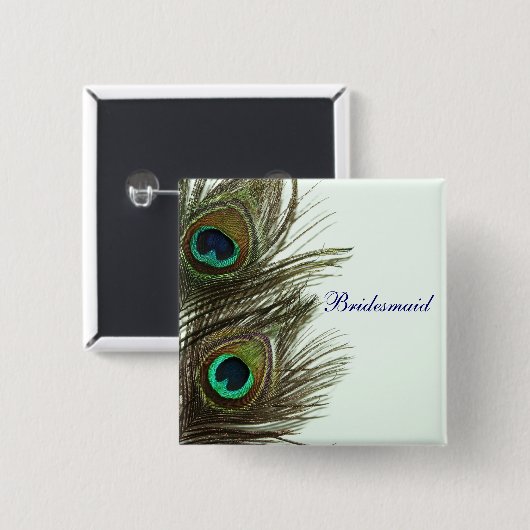 Pfau-Feder-Brautjungfern-Button Button (Vorne & Hinten)